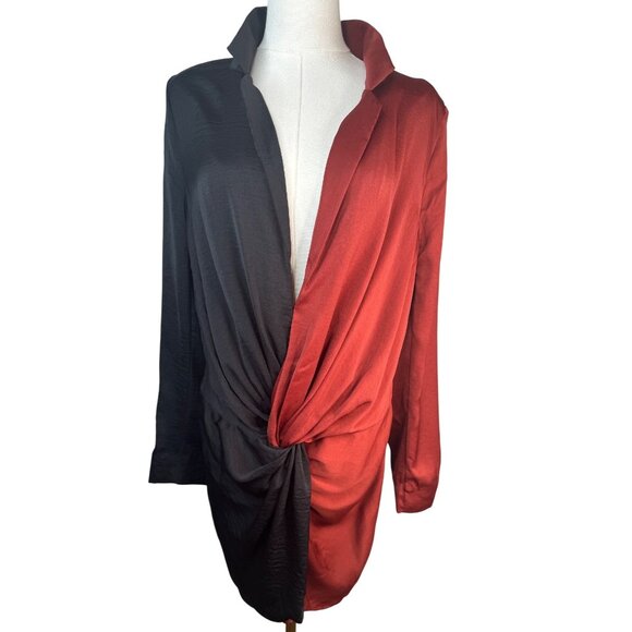 2/$30 NWT Choosy Size 12 Two-Tone Twist Front  Dress Black & Terra Cotta - Picture 12 of 16